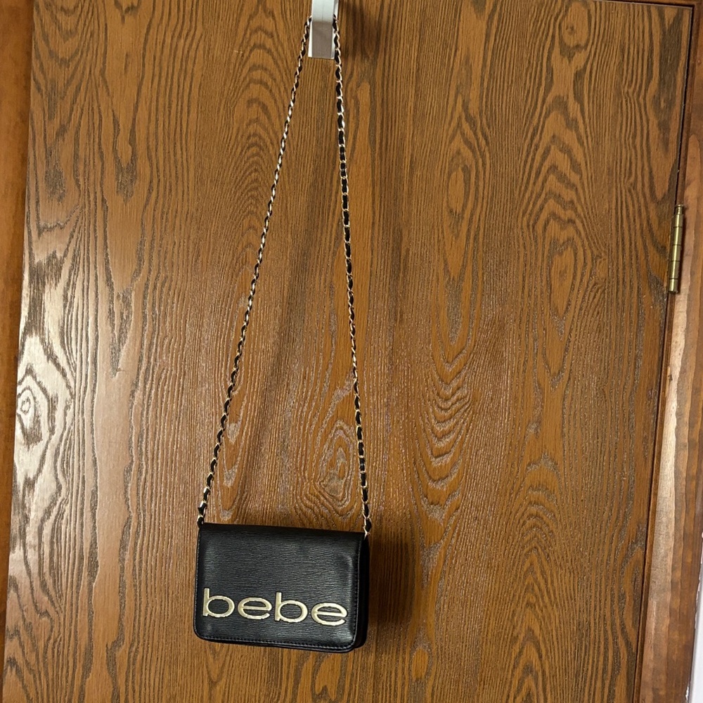 NWOT Bebe Black and Gold Crossbody Bag